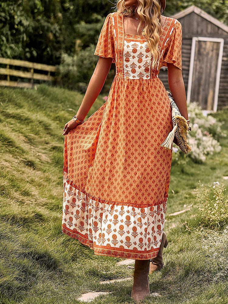 Heidi-Mode | Frauen Kleider Längerhaltende Boheme Lässig Midi Kleid