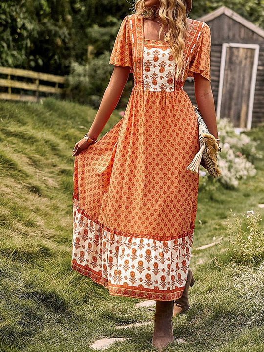 Heidi-Mode | Frauen Kleider Längerhaltende Boheme Lässig Midi Kleid