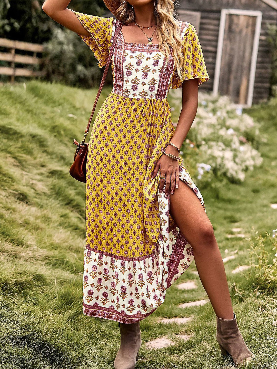 Heidi-Mode | Frauen Kleider Längerhaltende Boheme Lässig Midi Kleid