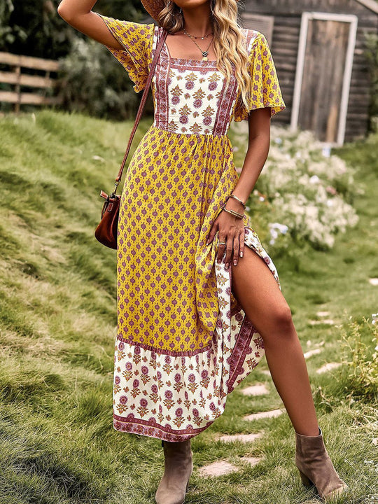 Heidi-Mode | Frauen Kleider Längerhaltende Boheme Lässig Midi Kleid