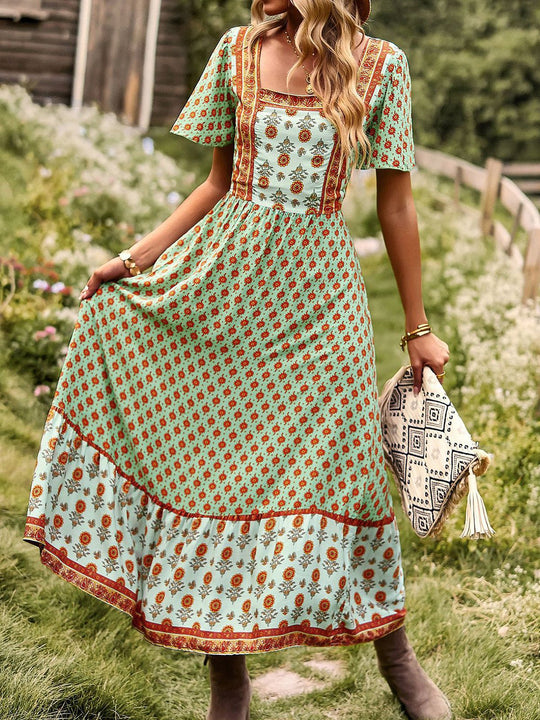 Heidi-Mode | Frauen Kleider Längerhaltende Boheme Lässig Midi Kleid