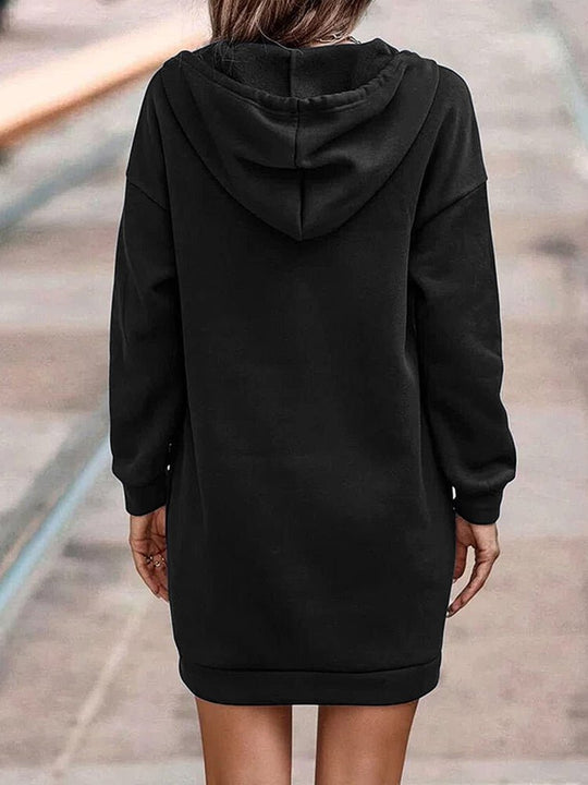 Heidi-Mode | Damen Kleider Einfarbig Strick Kapuzen Sweatshirt Mini Kleid