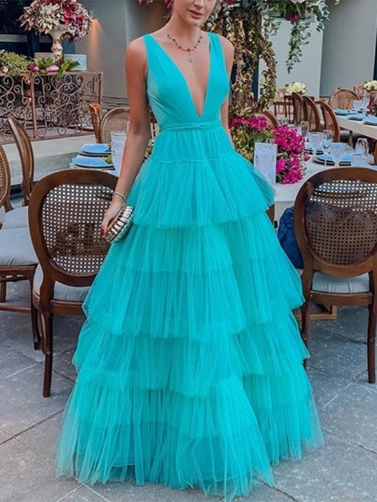 Heidi-Mode | Damenkleider V-Ausschnitt Mesh Ärmellos Torte Kleid
