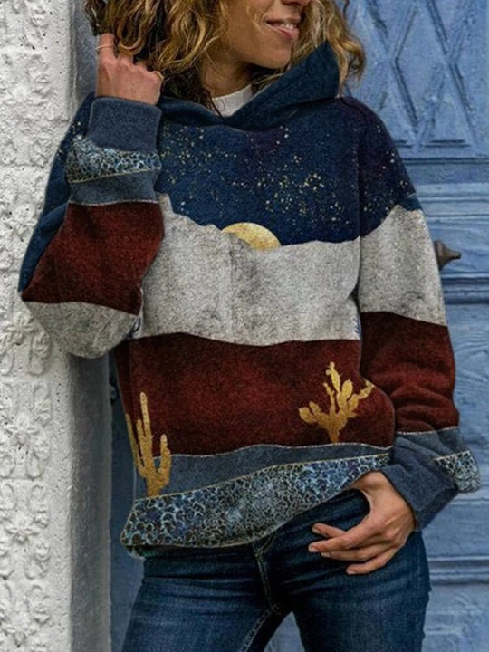 Heidi-Mode | Damen Sweatshirts Druck Landschaft Lose Lange Ärmel Sweatshirt