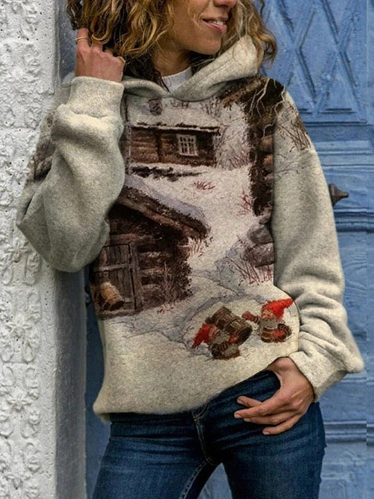 Heidi-Mode | Damen Sweatshirts Druck Landschaft Lose Lange Ärmel Sweatshirt