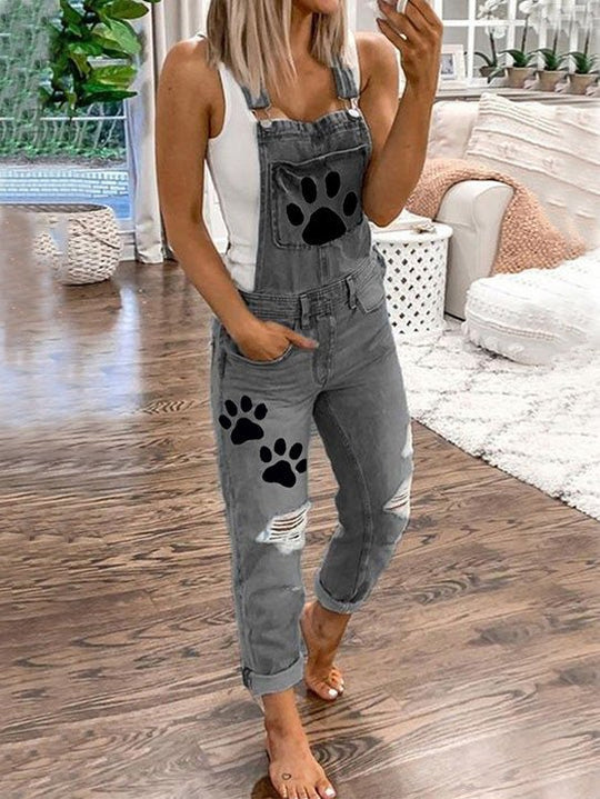Heidi-Mode | Damen Jumpsuits Tier Potwäsche Niet Denim Jumpsuit