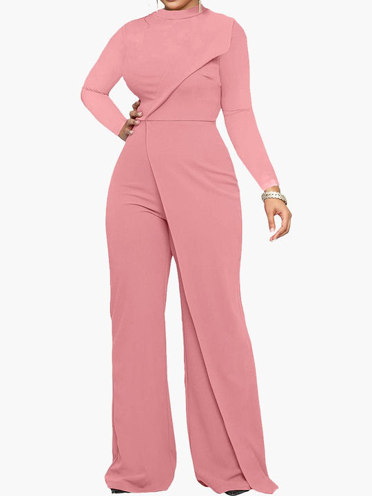 Heidi-Mode | Damen Jumpsuits Halber Rollkragen Unregelmäßiger Langarm Jumpsuit