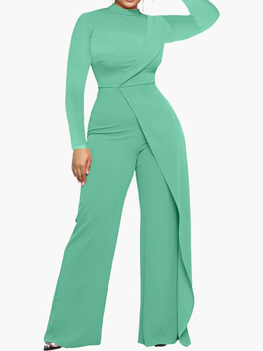 Heidi-Mode | Damen Jumpsuits Halber Rollkragen Unregelmäßiger Langarm Jumpsuit