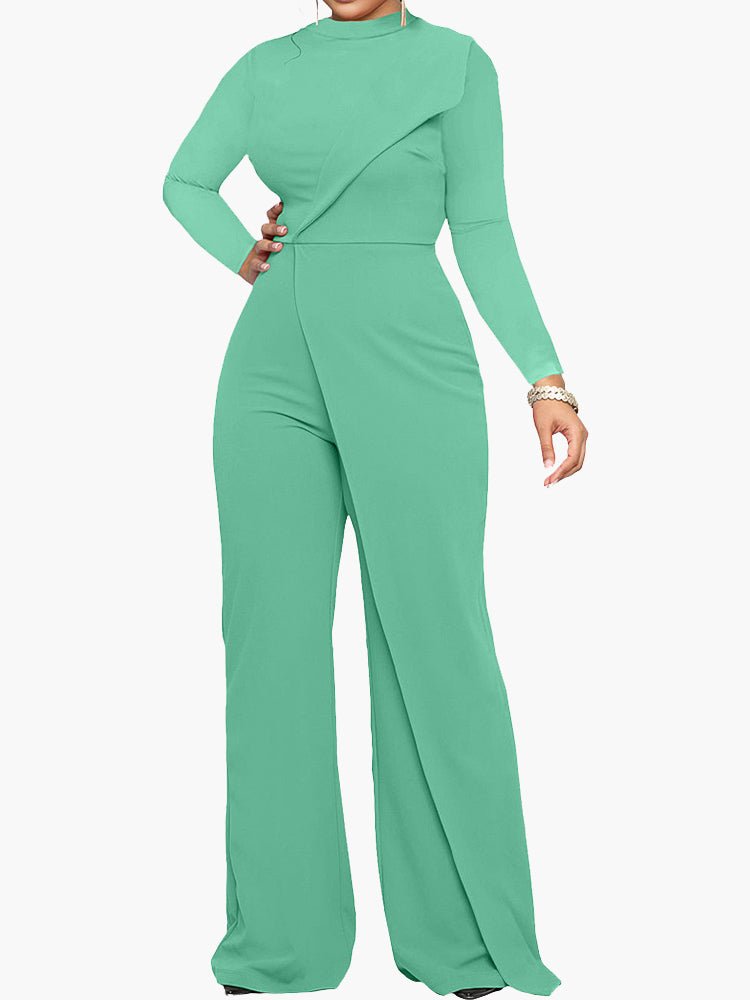 Heidi-Mode | Damen Jumpsuits Halber Rollkragen Unregelmäßiger Langarm Jumpsuit