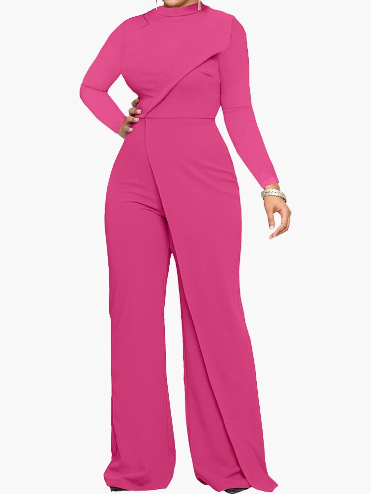 Heidi-Mode | Damen Jumpsuits Halber Rollkragen Unregelmäßiger Langarm Jumpsuit