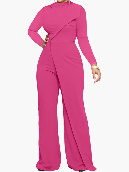 Heidi-Mode | Damen Jumpsuits Halber Rollkragen Unregelmäßiger Langarm Jumpsuit