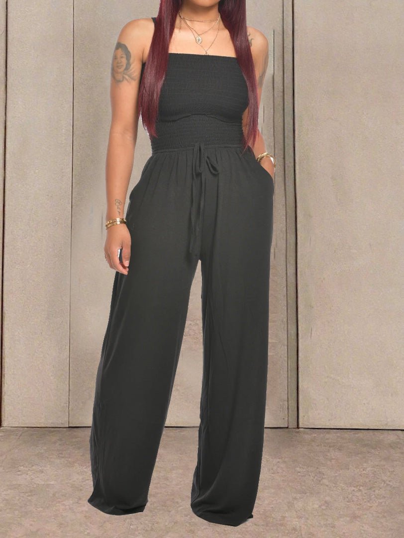 Heidi-Mode | Damen-Overalls Ein Schulter Tasche Weite Beine Jumpsuit