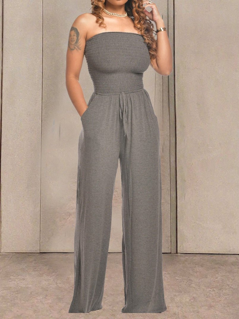 Heidi-Mode | Damen-Overalls Ein Schulter Tasche Weite Beine Jumpsuit