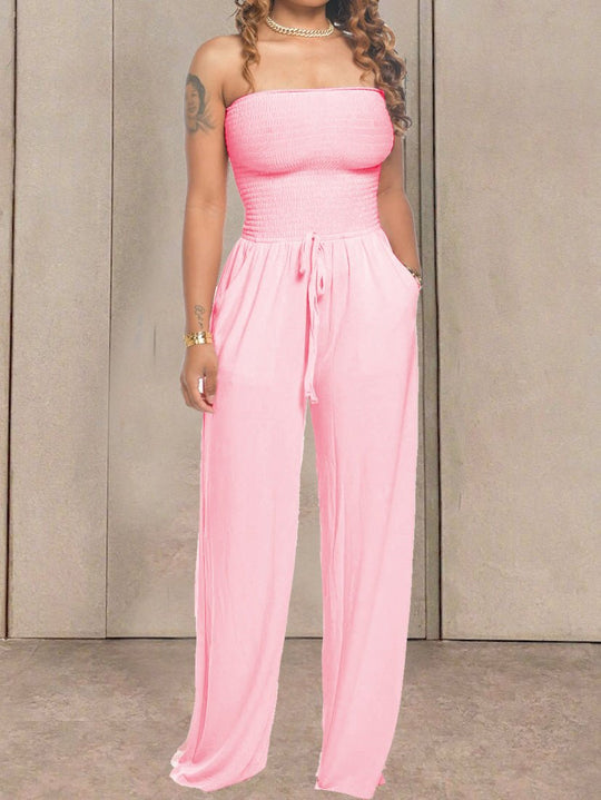 Heidi-Mode | Damen-Overalls Ein Schulter Tasche Weite Beine Jumpsuit