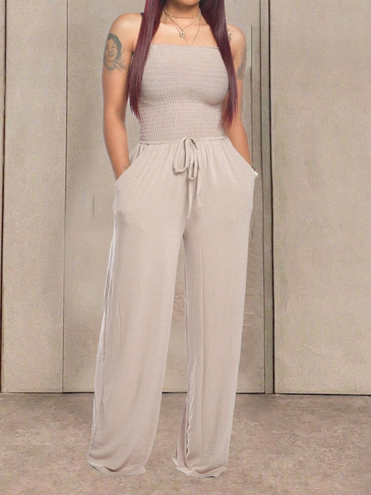 Heidi-Mode | Damen-Overalls Ein Schulter Tasche Weite Beine Jumpsuit