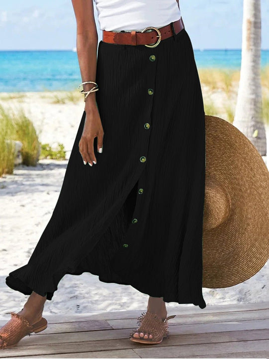 Heidi-Mode | Frauen Röcke aus Baumwolle mit Knopf, Schlitz und A Schnitt