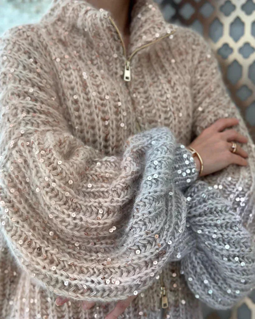 Heidi-Mode | Glänzend Pailletten Strickpullover