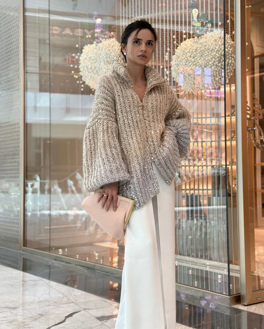 Heidi-Mode | Glänzend Pailletten Strickpullover