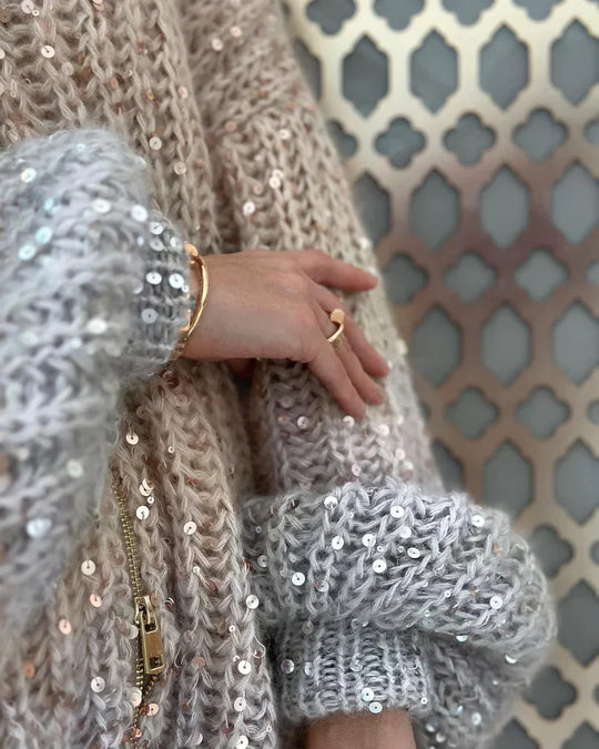 Heidi-Mode | Glänzend Pailletten Strickpullover