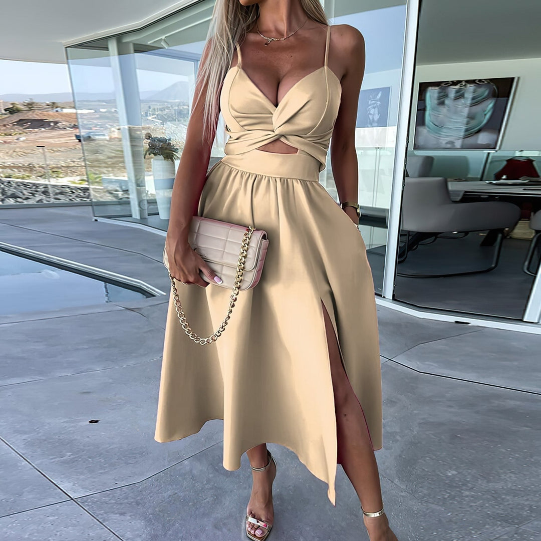rückenfreies langes Kleid mit Sling Twist