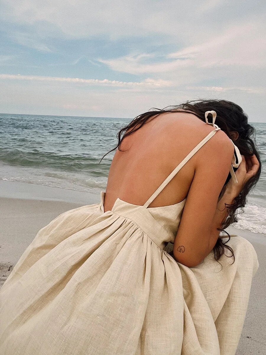 Langes Sommerkleid aus Baumwolle