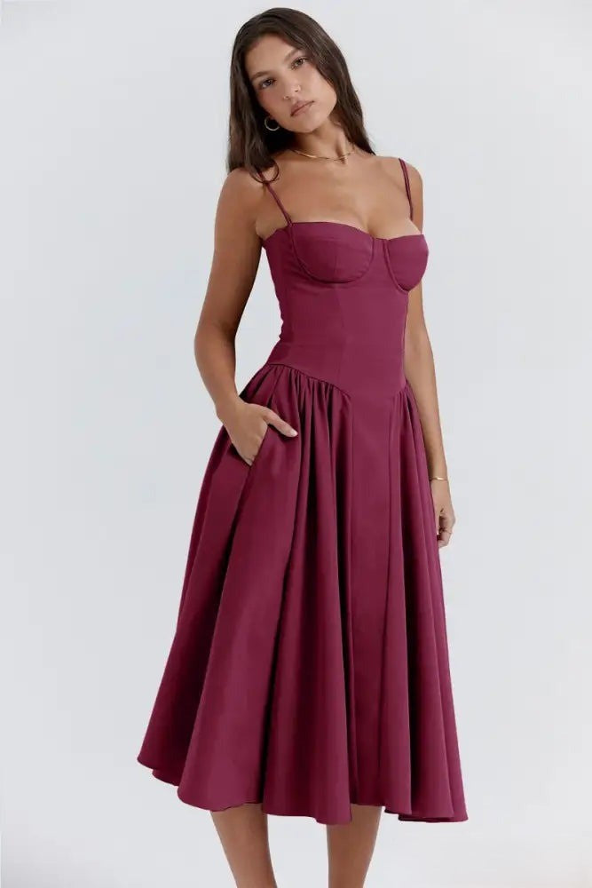 Heidi-Mode | Korsett Midikleid mit Ärmeln Attraktive Passform