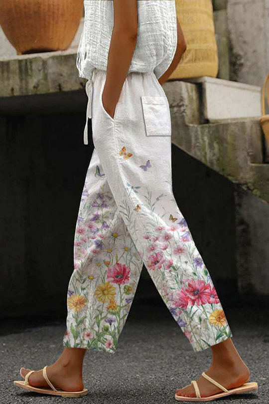 Heidi-Mode | Lässig Unique Printed Button Pocket Pants