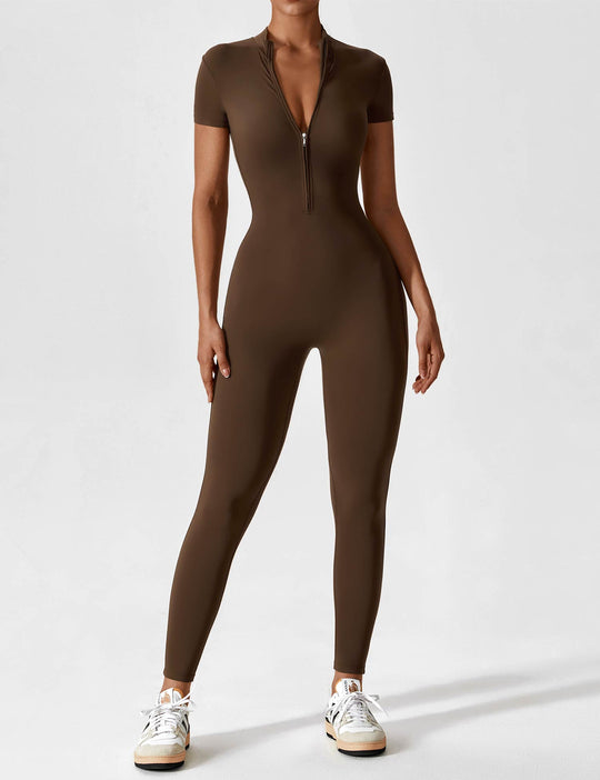Heidi-Mode - Lange Ärmel/Kurze Ärmel Reißverschluss Jumpsuit für Frauen