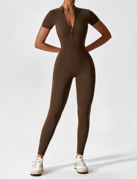 Heidi-Mode - Lange Ärmel/Kurze Ärmel Reißverschluss Jumpsuit für Frauen