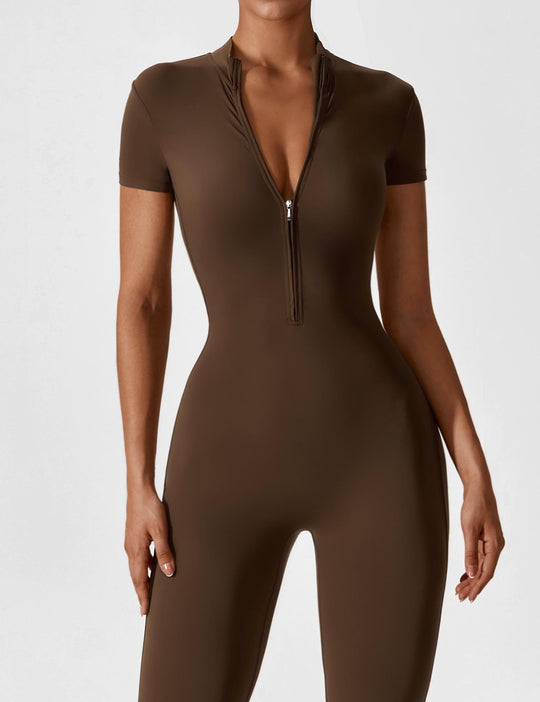 Heidi-Mode - Lange Ärmel/Kurze Ärmel Reißverschluss Jumpsuit für Frauen