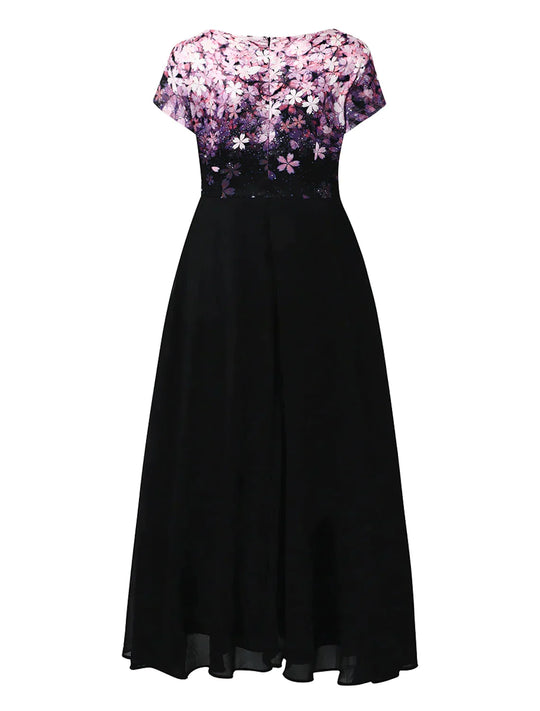 blumige Eleganz Midi Spitzenkleid