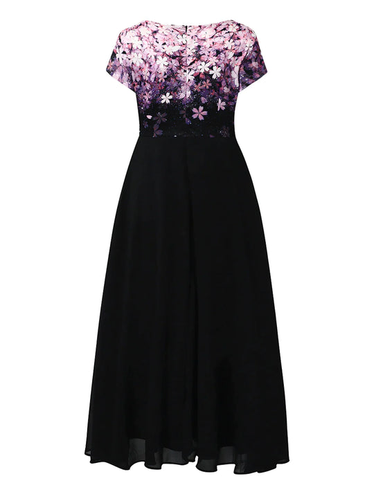 Florales, elegantes Midi-Spitzenkleid