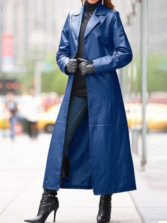 Heidi-Mode | Lässiger Langer Lederjacke für Damen