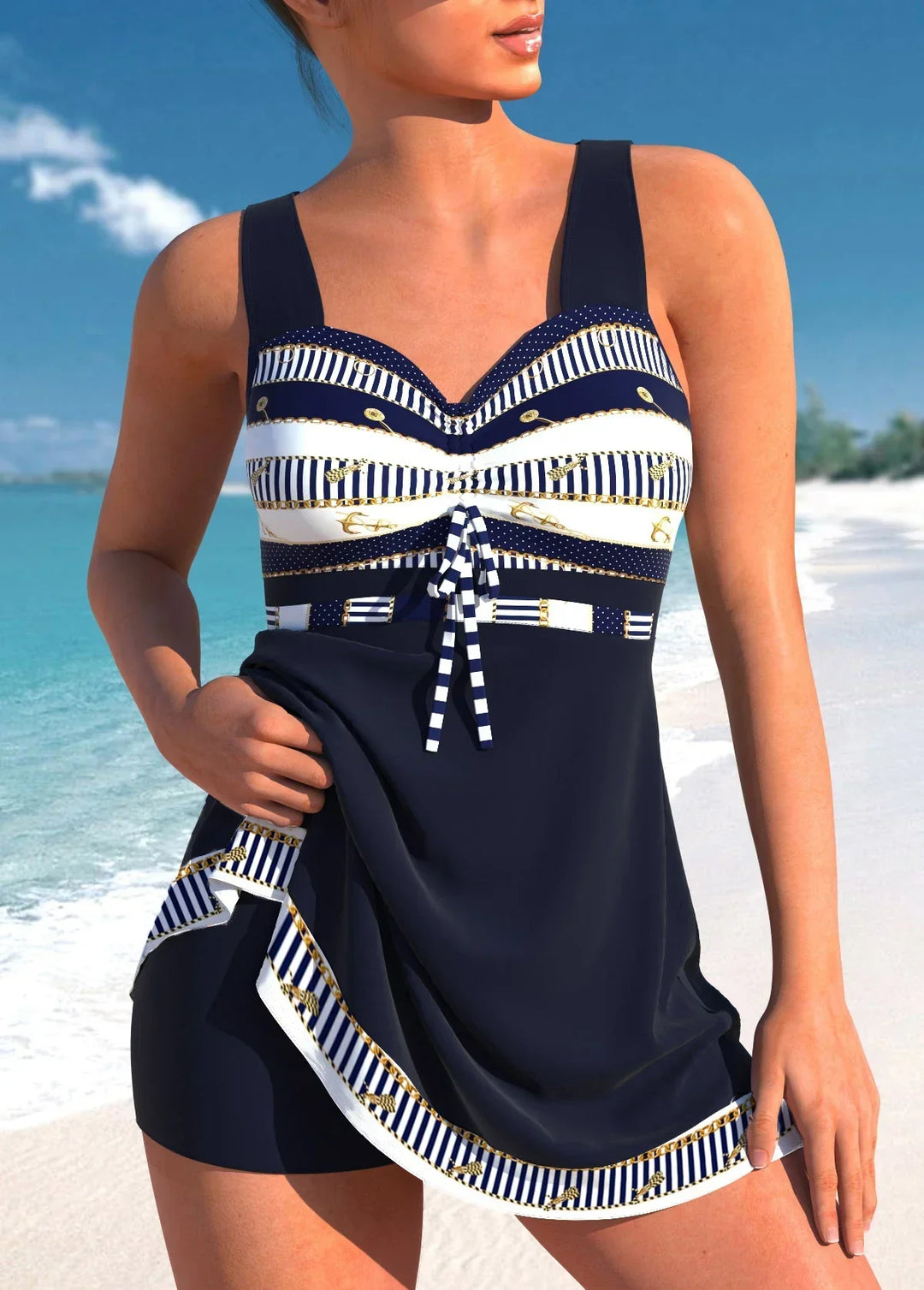 Heidi-Mode | Schlanker, Leichter Tankini aus Patchwork