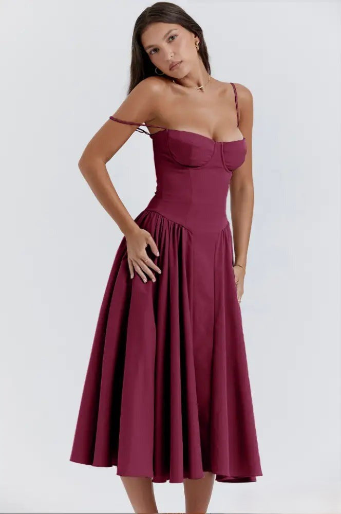 Heidi-Mode | Korsett Midikleid mit Ärmeln Attraktive Passform