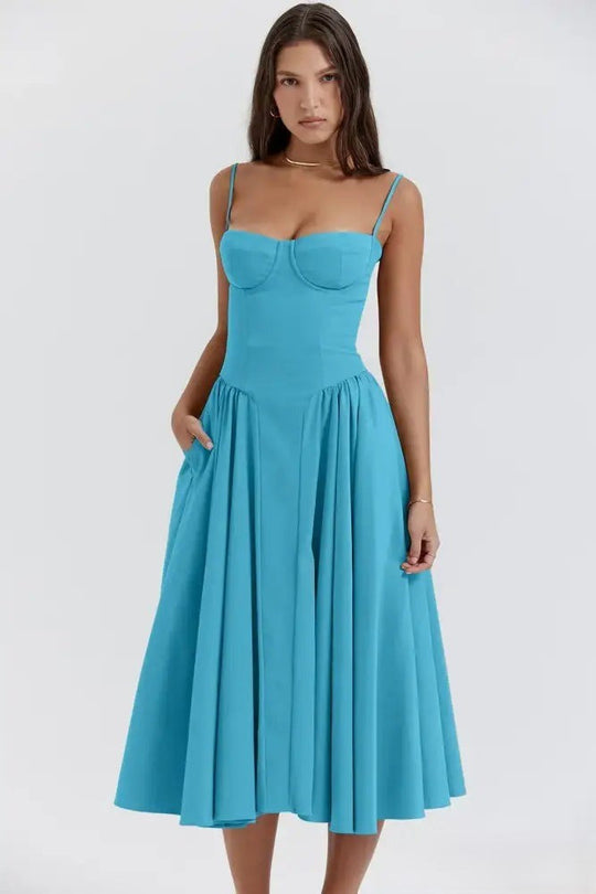 Heidi-Mode | Korsett Midikleid mit Ärmeln Attraktive Passform