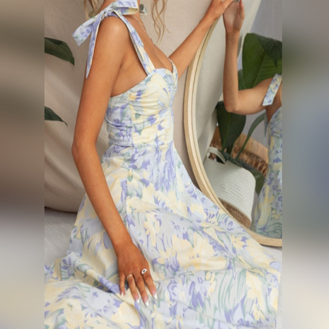 Heidi-Mode | Midikleid Elegant Einzigartiger Druck Ideal Für Den Frühling Für Damen