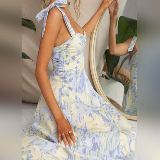 Heidi-Mode | Midikleid Elegant Einzigartiger Druck Ideal Für Den Frühling Für Damen