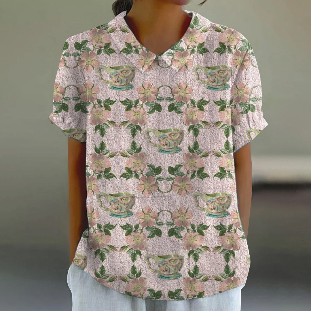 Handgefertigte Bluse mit Blumenmuster