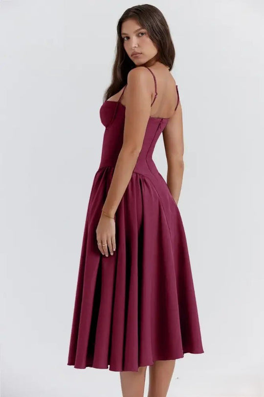 Heidi-Mode | Korsett Midikleid mit Ärmeln Attraktive Passform