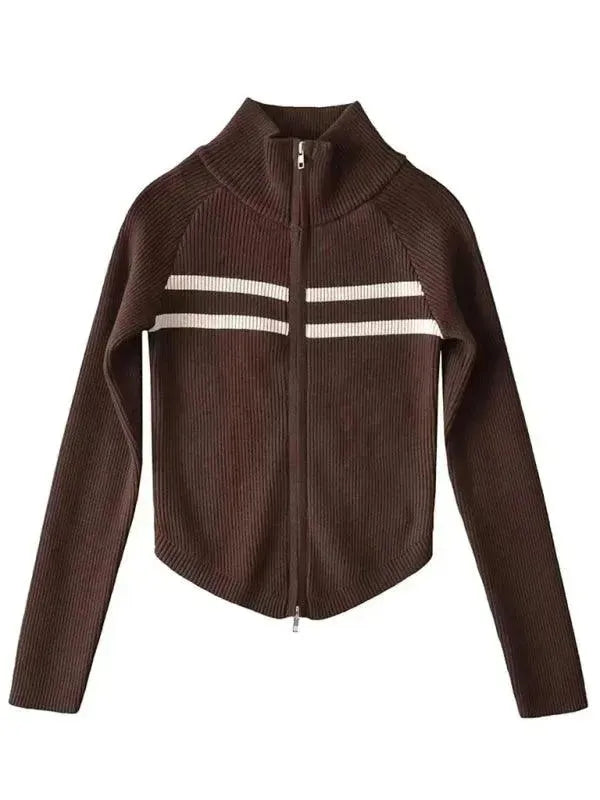 Heidi-Mode | Gestreifter Strickjacke Pullover