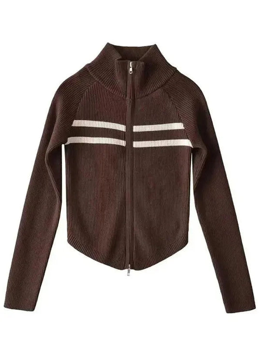 Heidi-Mode | Gestreifter Strickjacke Pullover