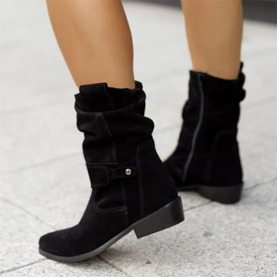 Claire | Wildlederstiefel mit niedrigem Absatz