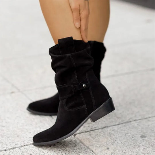 Claire | Wildlederstiefel mit niedrigem Absatz
