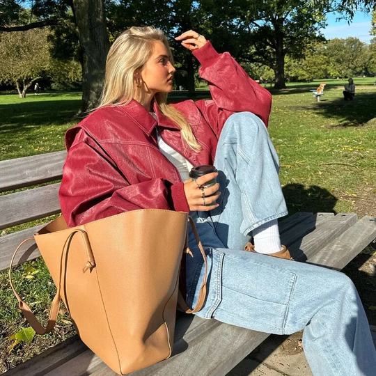 Lovely | Übergroße Lederjacke
