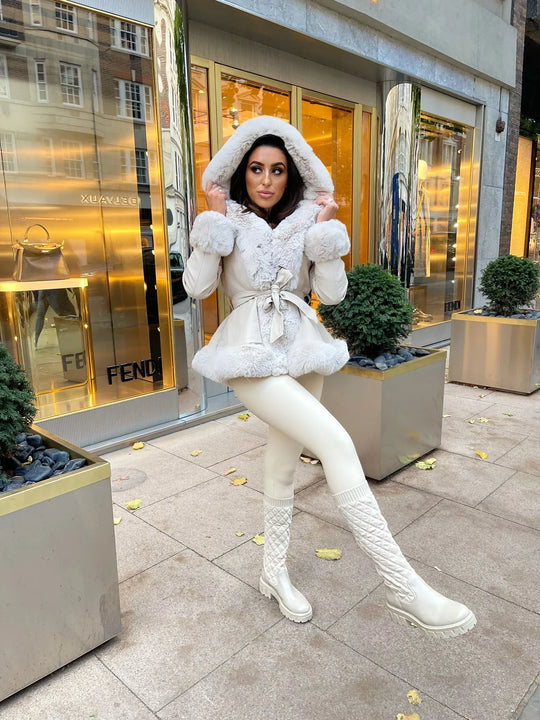 Mira  | Wintermantel nasse Kapuzenjacke aus Faux Bond