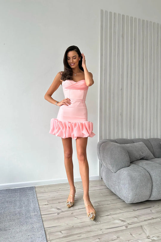 Lexie | Drapiertes Mini-Bustierkleid mit Rüschen